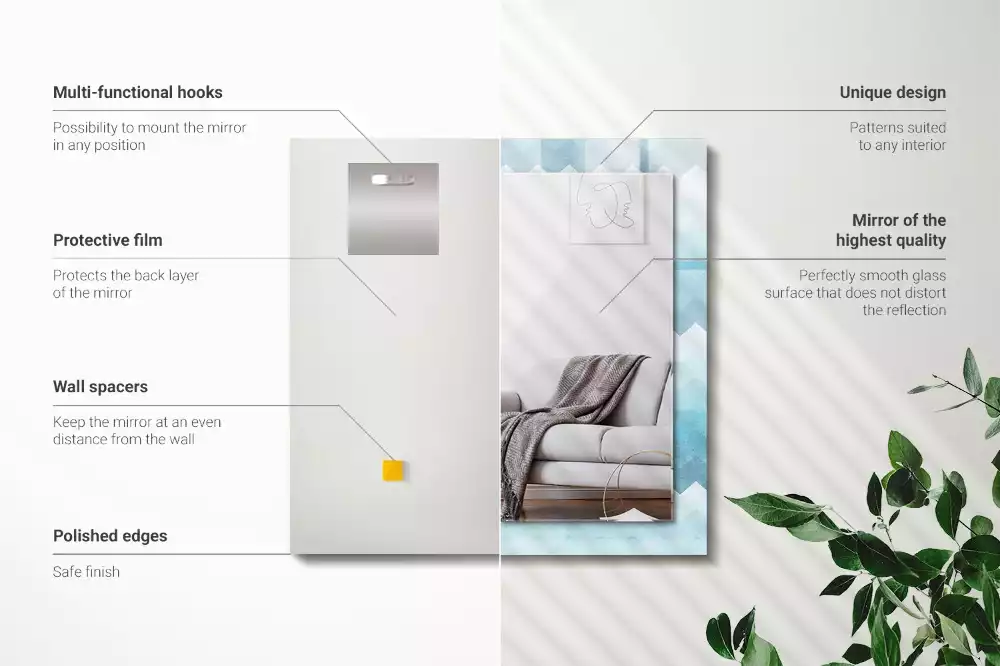 Lustro dekoracyjne prostokątne z zygzakowatym wzorem w gradiencie