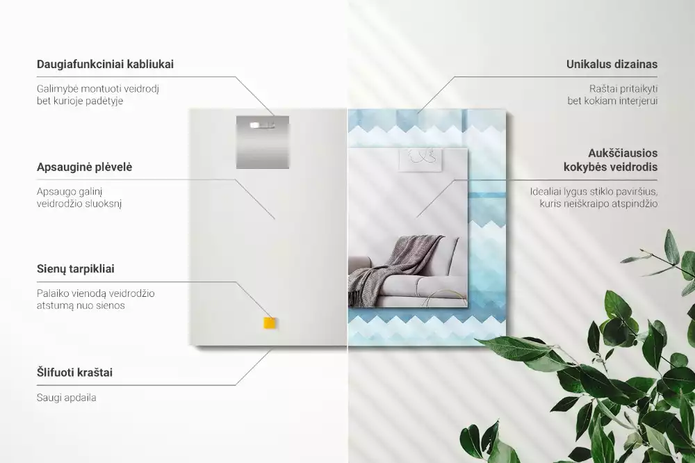 Lustro dekoracyjne prostokątne z zygzakowatym wzorem w gradiencie