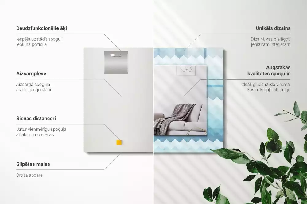 Lustro dekoracyjne prostokątne z zygzakowatym wzorem w gradiencie