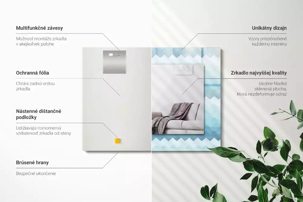 Lustro dekoracyjne prostokątne z zygzakowatym wzorem w gradiencie