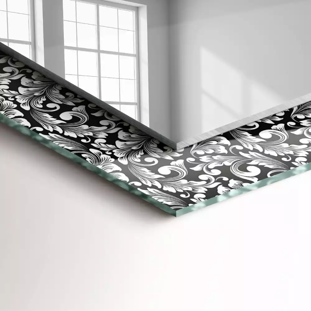 Lustro z nadrukiem prostokątne Czarno-białe ornamenty