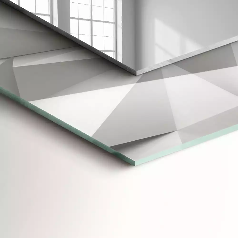 Lustro dekoracyjne z nadrukiem przedstawiającym abstrakcyjne geometryczne kształty