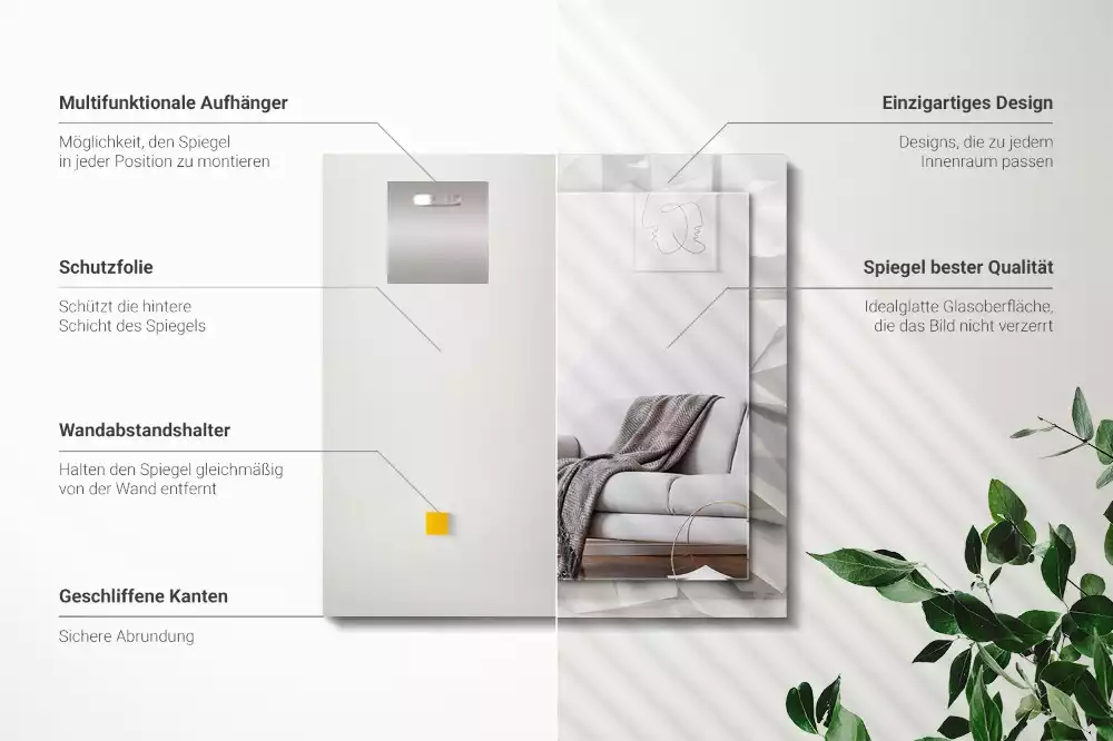 Lustro dekoracyjne z nadrukiem przedstawiającym abstrakcyjne geometryczne kształty