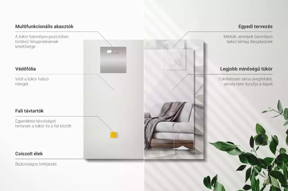 Lustro dekoracyjne z nadrukiem przedstawiającym abstrakcyjne geometryczne kształty