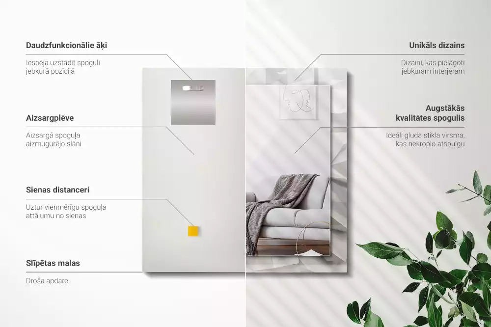 Lustro dekoracyjne z nadrukiem przedstawiającym abstrakcyjne geometryczne kształty