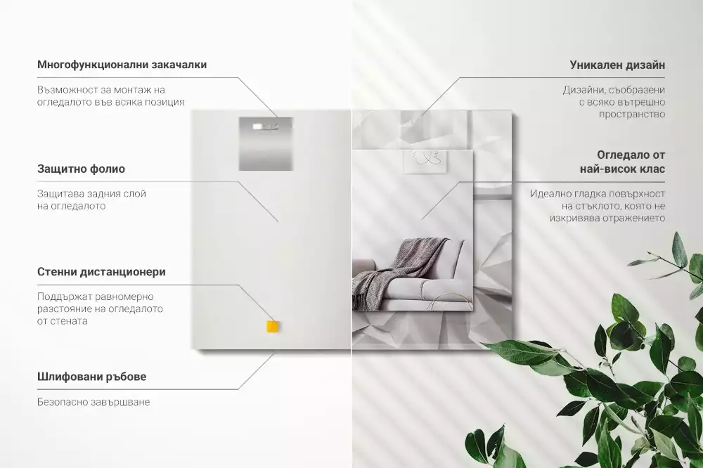 Lustro dekoracyjne z nadrukiem przedstawiającym abstrakcyjne geometryczne kształty