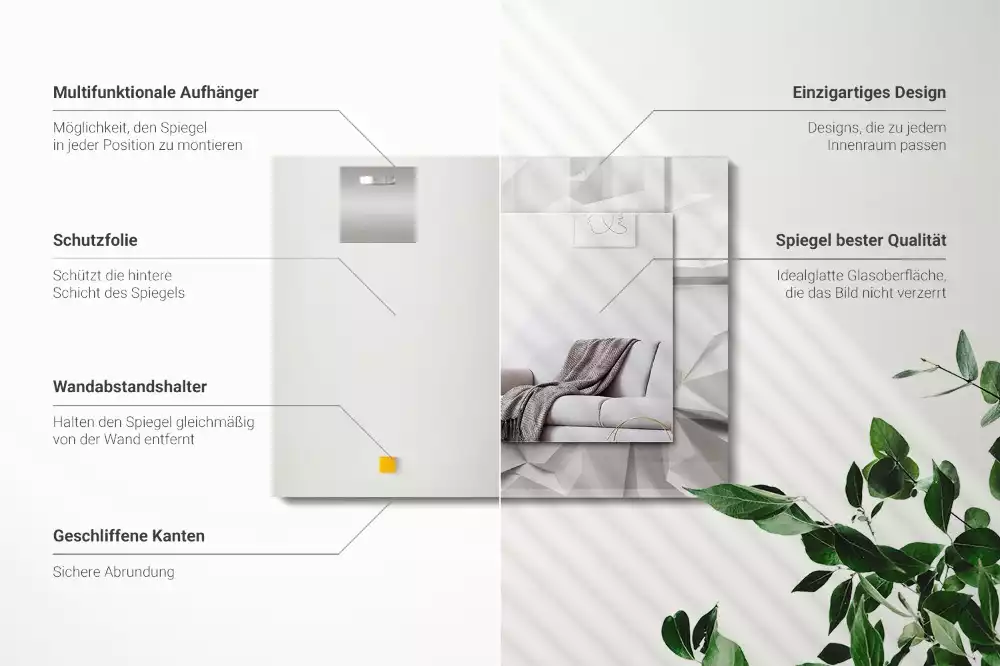 Lustro dekoracyjne z nadrukiem przedstawiającym abstrakcyjne geometryczne kształty