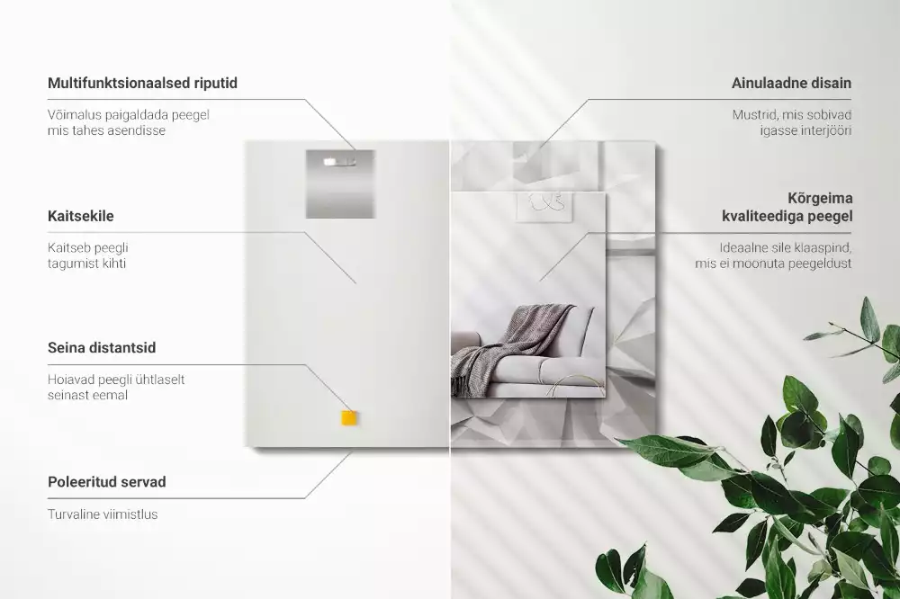 Lustro dekoracyjne z nadrukiem przedstawiającym abstrakcyjne geometryczne kształty