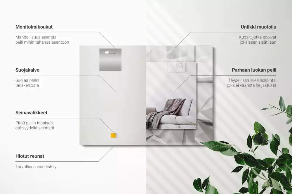 Lustro dekoracyjne z nadrukiem przedstawiającym abstrakcyjne geometryczne kształty