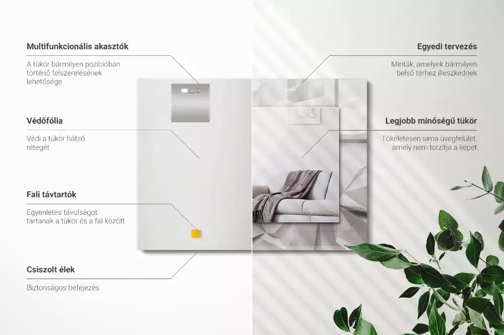 Lustro dekoracyjne z nadrukiem przedstawiającym abstrakcyjne geometryczne kształty