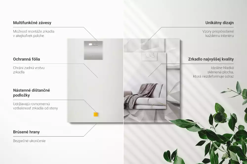 Lustro dekoracyjne z nadrukiem przedstawiającym abstrakcyjne geometryczne kształty