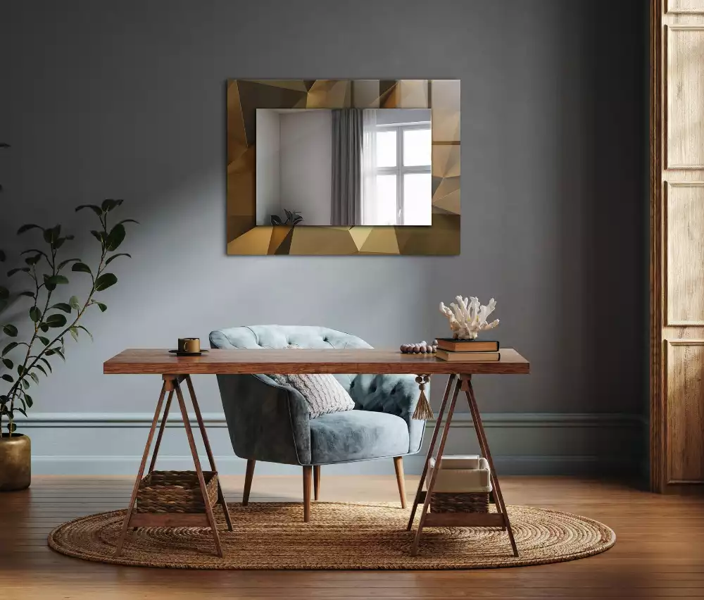 Lustro dekoracyjne w geometryczne, prostokątne kształty