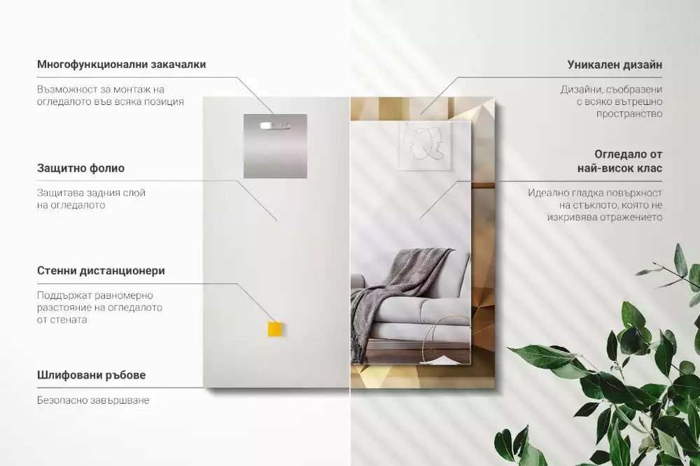 Lustro dekoracyjne w geometryczne, prostokątne kształty