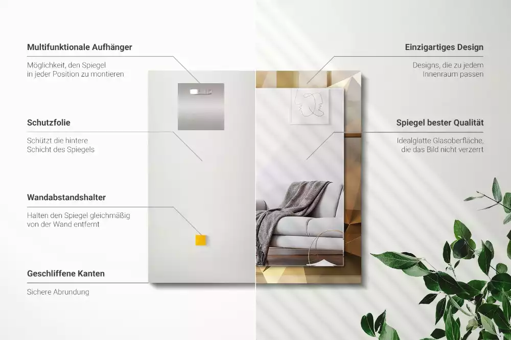 Lustro dekoracyjne w geometryczne, prostokątne kształty