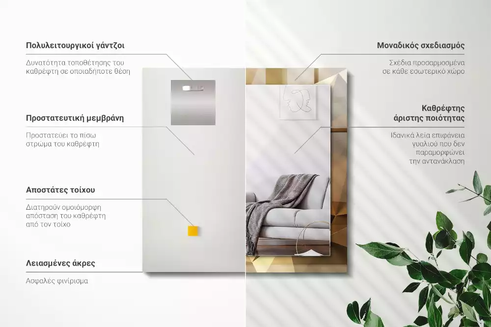 Lustro dekoracyjne w geometryczne, prostokątne kształty