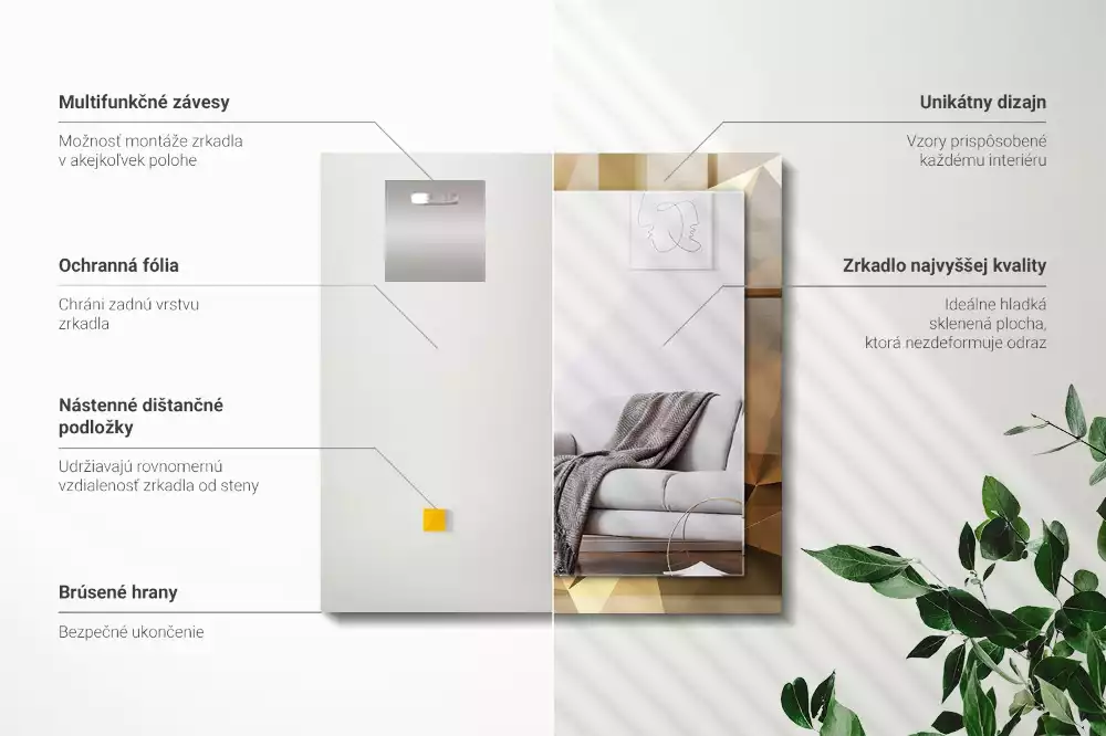 Lustro dekoracyjne w geometryczne, prostokątne kształty