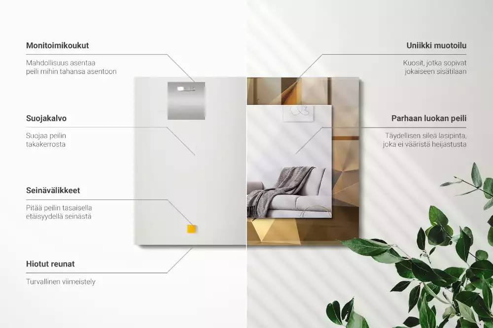 Lustro dekoracyjne w geometryczne, prostokątne kształty