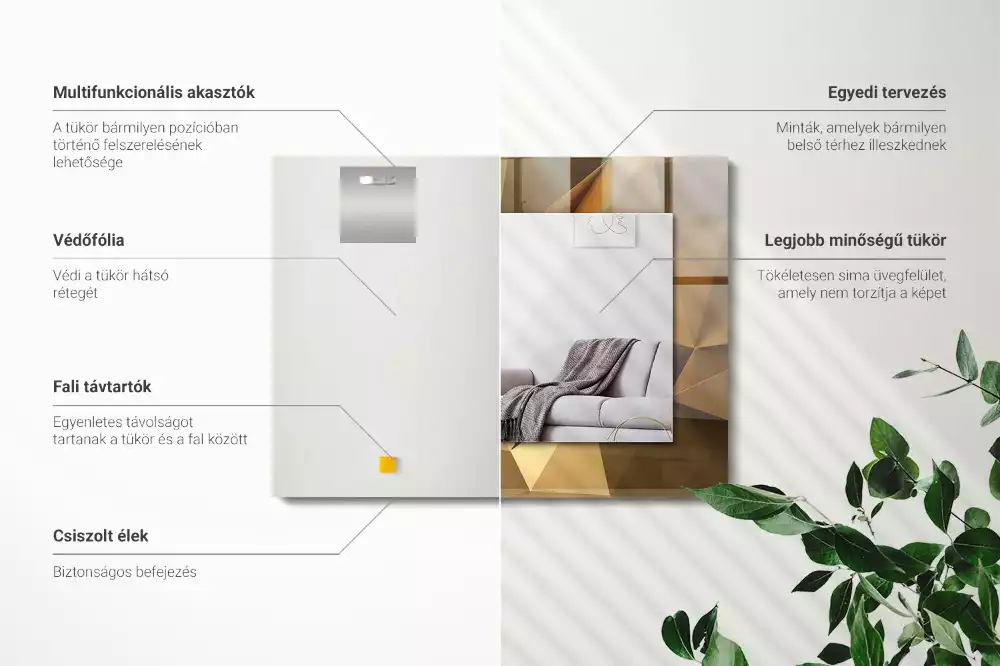 Lustro dekoracyjne w geometryczne, prostokątne kształty