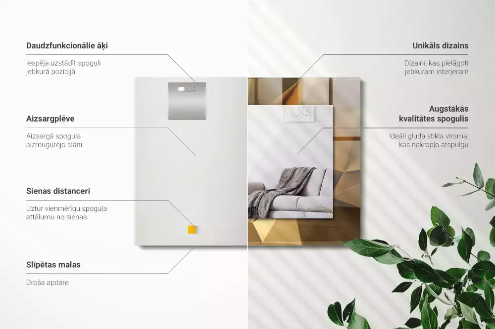 Lustro dekoracyjne w geometryczne, prostokątne kształty