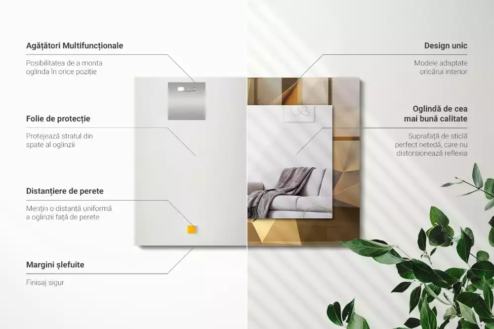 Lustro dekoracyjne w geometryczne, prostokątne kształty