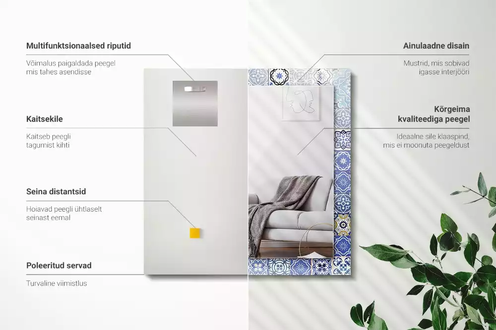 Lustro dekoracyjne w stylu marokańskim o prostokątnym kształcie