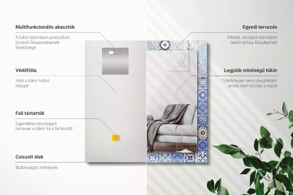 Lustro dekoracyjne w stylu marokańskim o prostokątnym kształcie