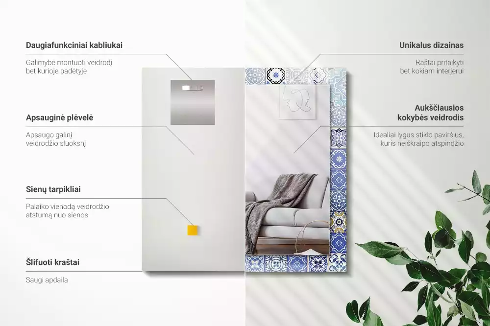 Lustro dekoracyjne w stylu marokańskim o prostokątnym kształcie