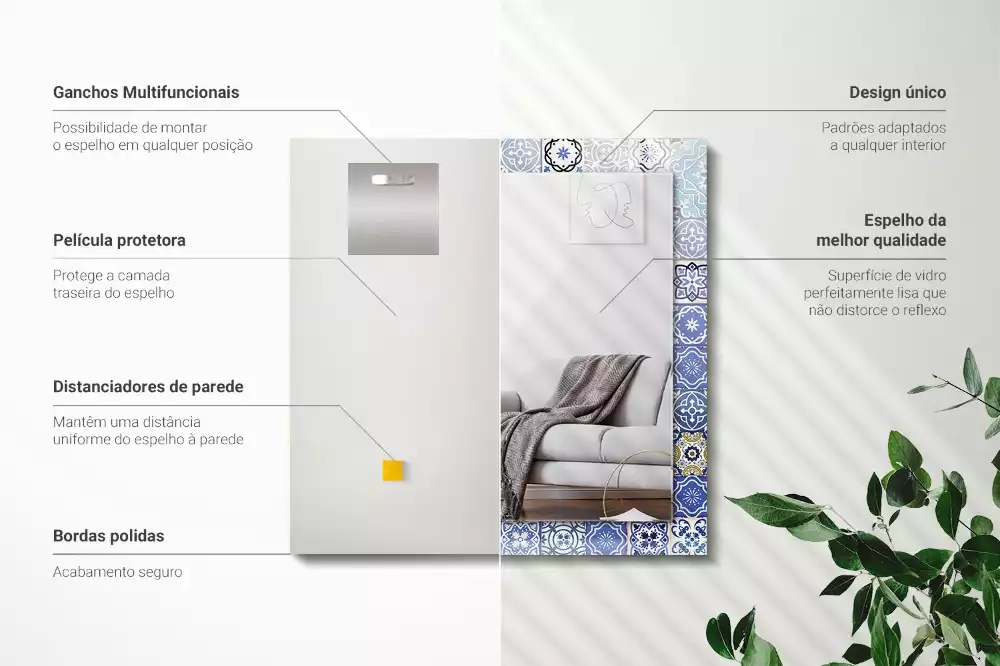 Lustro dekoracyjne w stylu marokańskim o prostokątnym kształcie