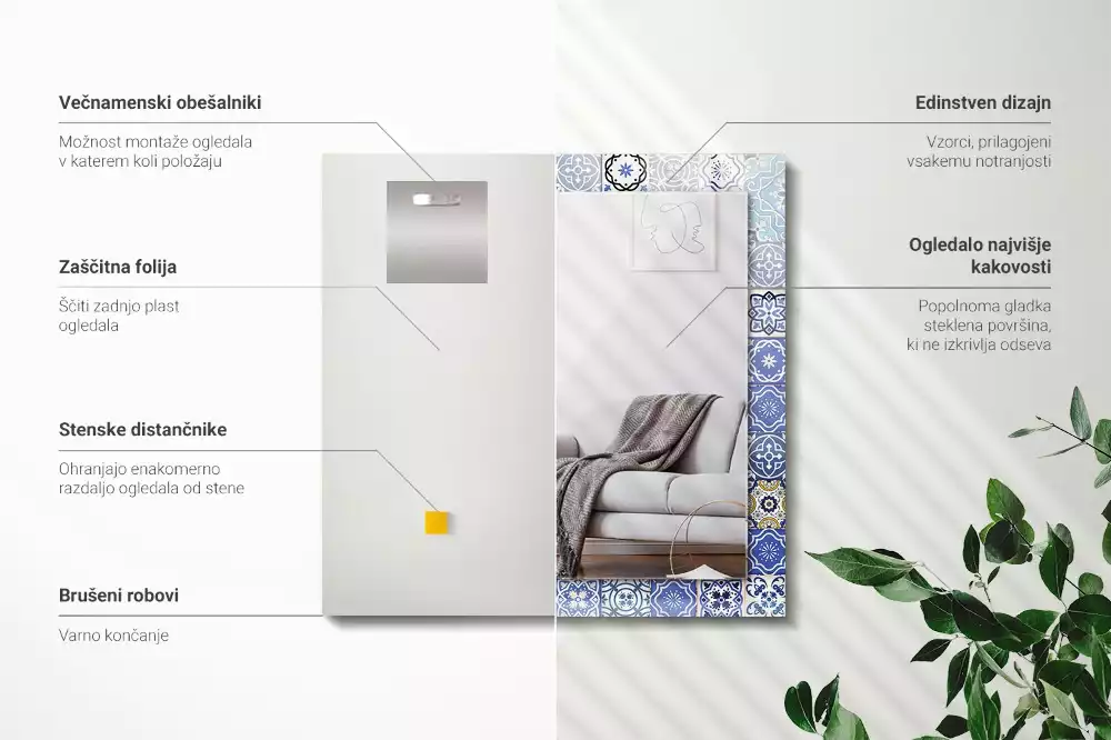 Lustro dekoracyjne w stylu marokańskim o prostokątnym kształcie