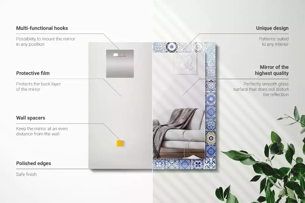 Lustro dekoracyjne w stylu marokańskim o prostokątnym kształcie