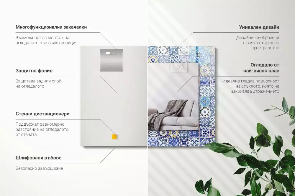 Lustro dekoracyjne w stylu marokańskim o prostokątnym kształcie