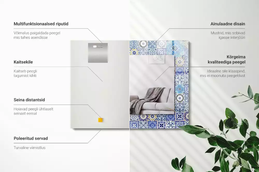 Lustro dekoracyjne w stylu marokańskim o prostokątnym kształcie