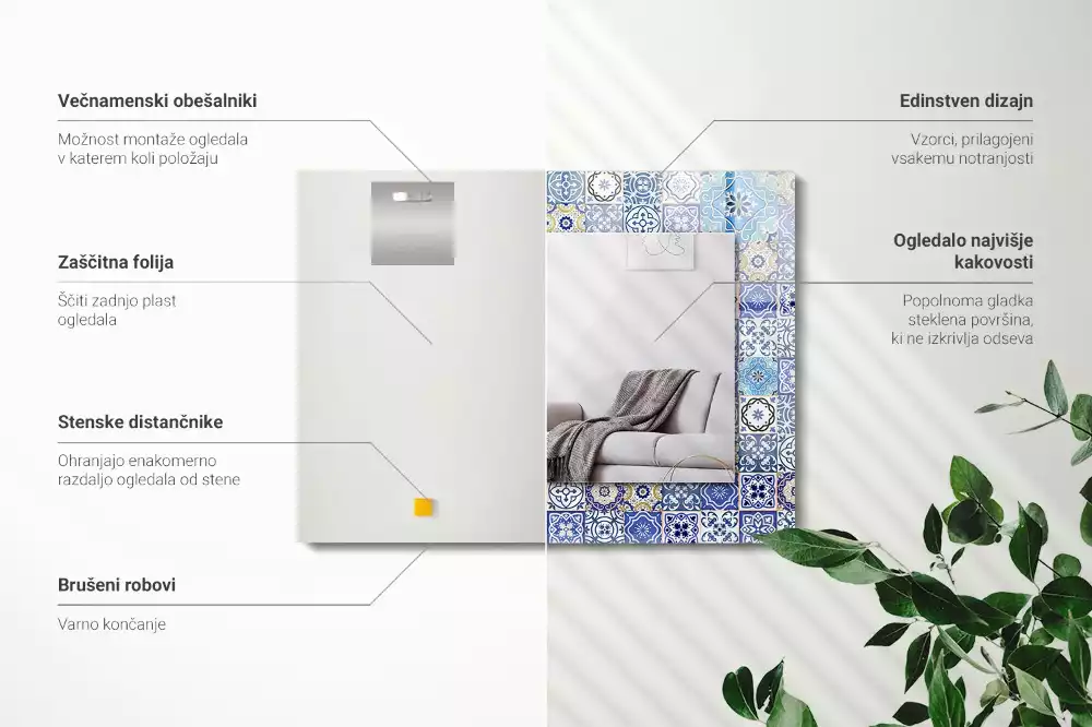 Lustro dekoracyjne w stylu marokańskim o prostokątnym kształcie