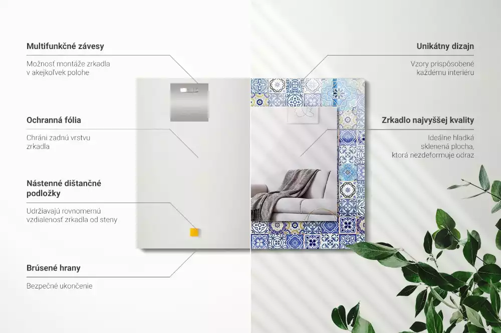 Lustro dekoracyjne w stylu marokańskim o prostokątnym kształcie