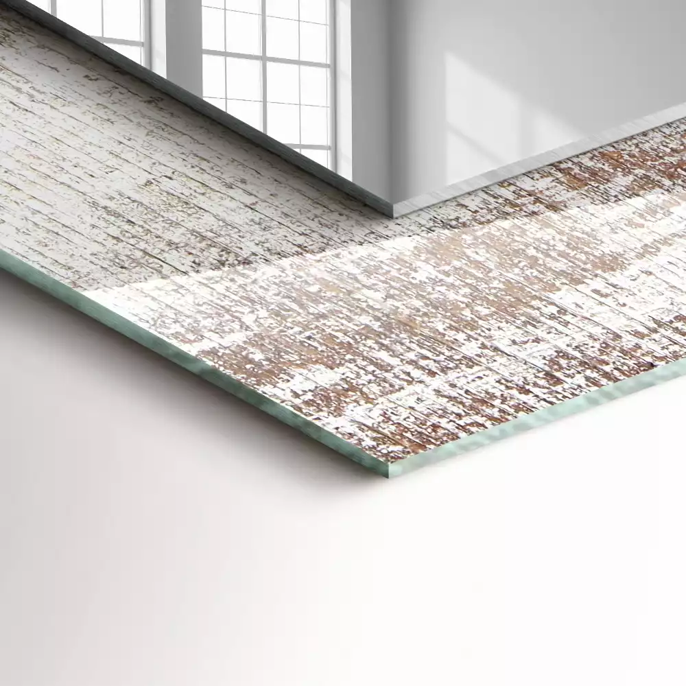 Lustro z nadrukiem w motywie starego drewna