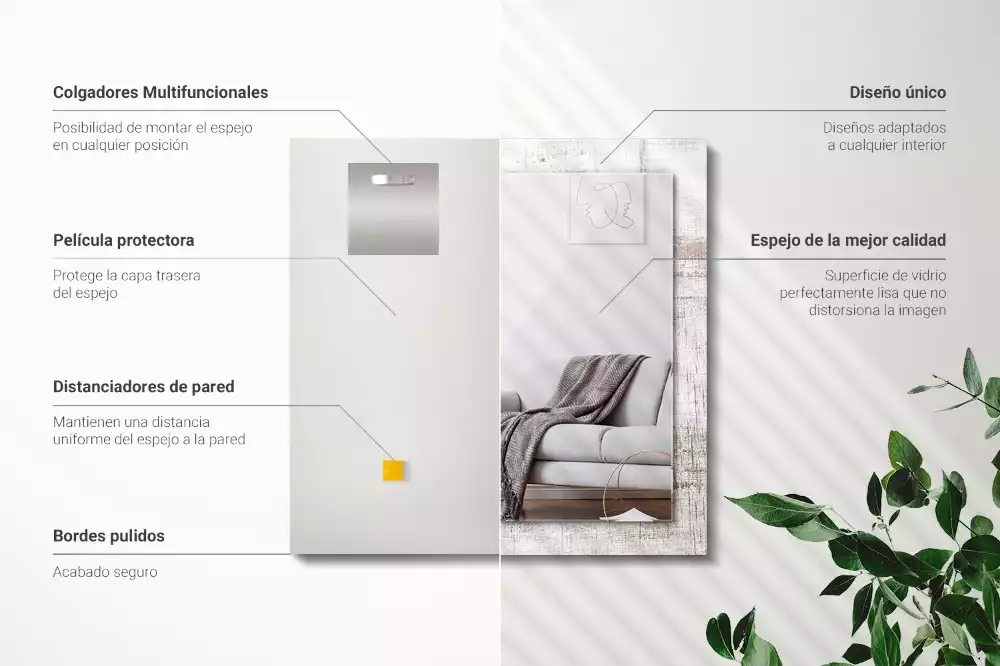 Lustro z nadrukiem w motywie starego drewna