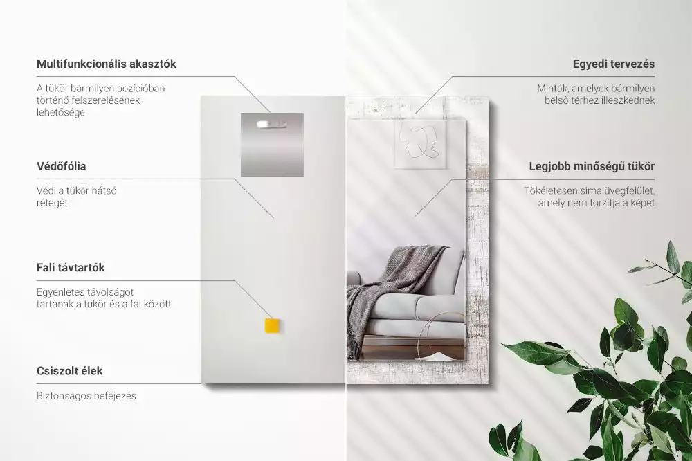 Lustro z nadrukiem w motywie starego drewna