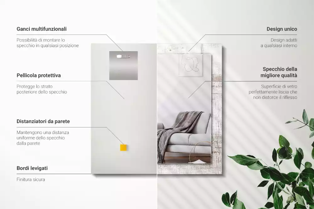 Lustro z nadrukiem w motywie starego drewna