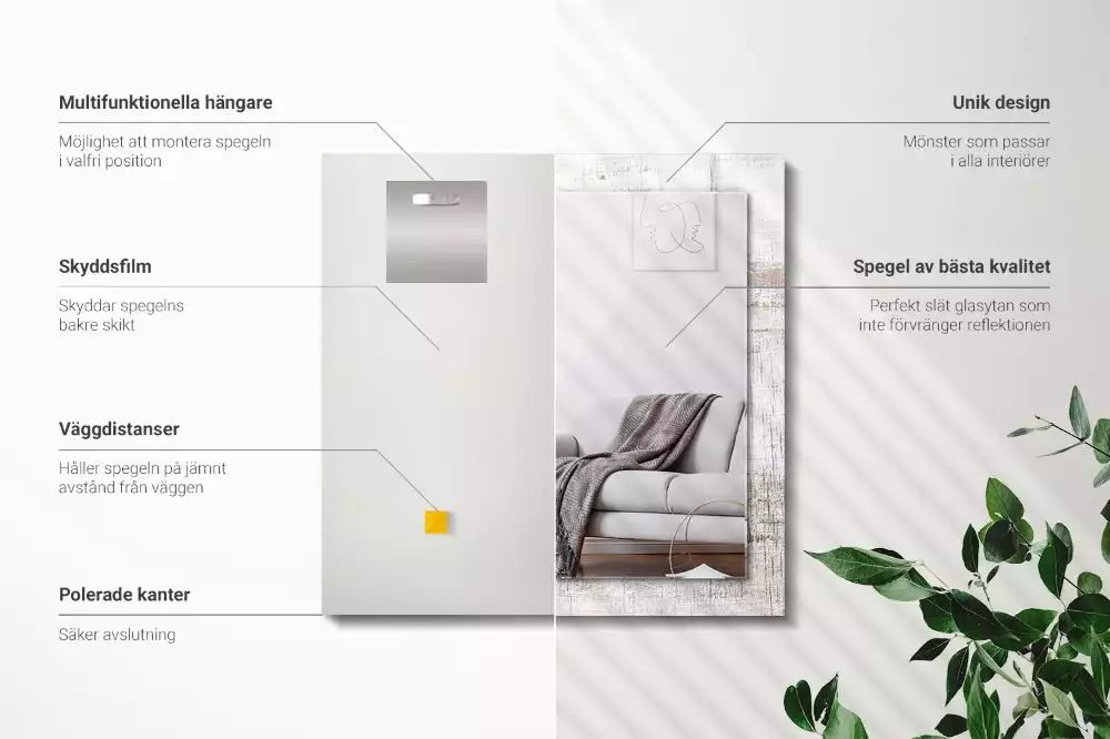 Lustro z nadrukiem w motywie starego drewna