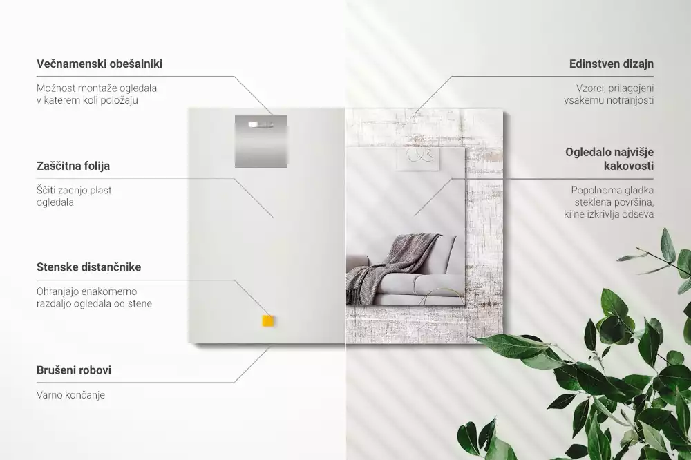 Lustro z nadrukiem w motywie starego drewna