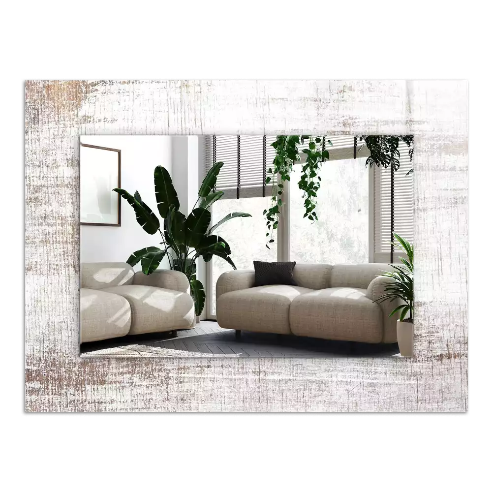 Lustro z nadrukiem w motywie starego drewna