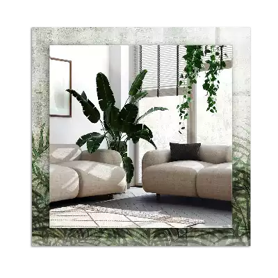 Lustro z nadrukiem dekoracyjne prostokątne Zielone liście paproci