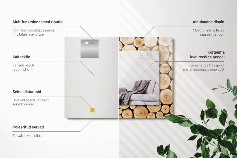 Lustro z nadrukiem z motywem przekrojów pni drzew