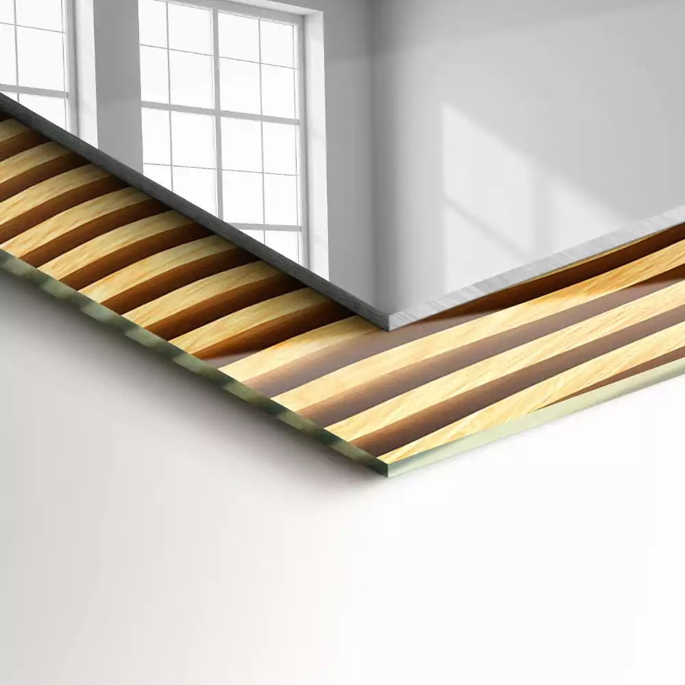 Lustro z nadrukiem prostokątne Fale drewniane