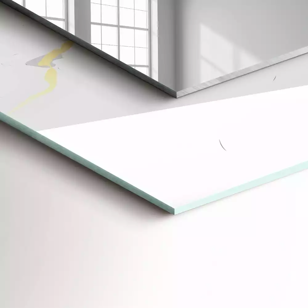 Lustro dekoracyjne prostokątne z nadrukiem w białym marmurowym wzorze