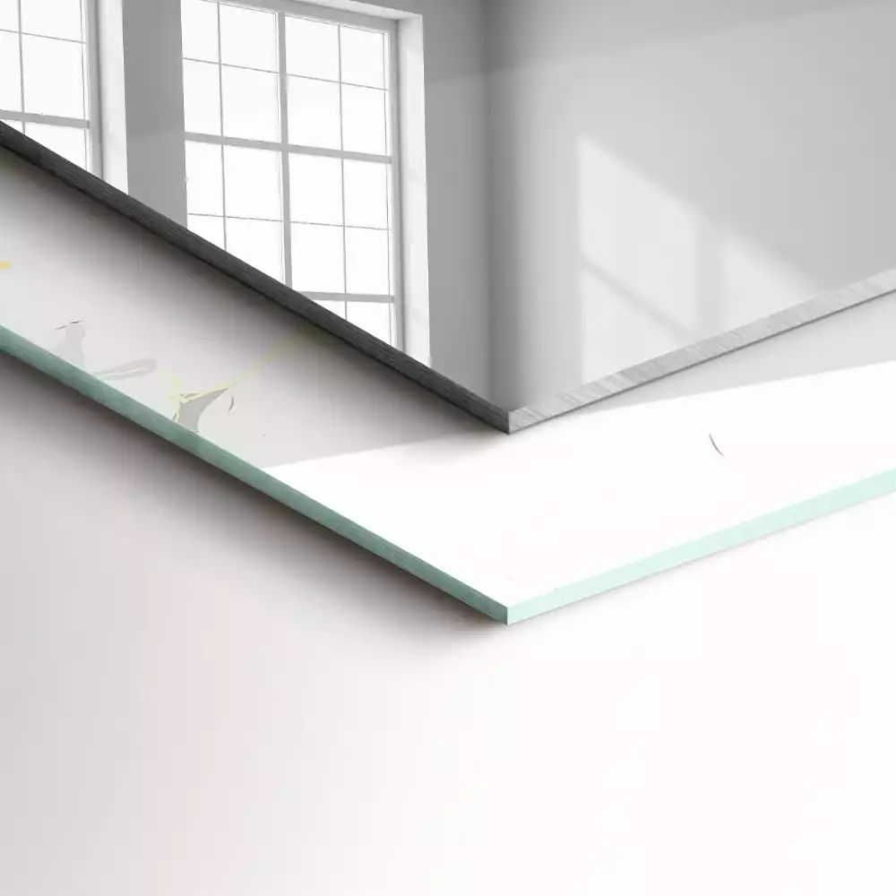 Lustro dekoracyjne prostokątne z nadrukiem w białym marmurowym wzorze