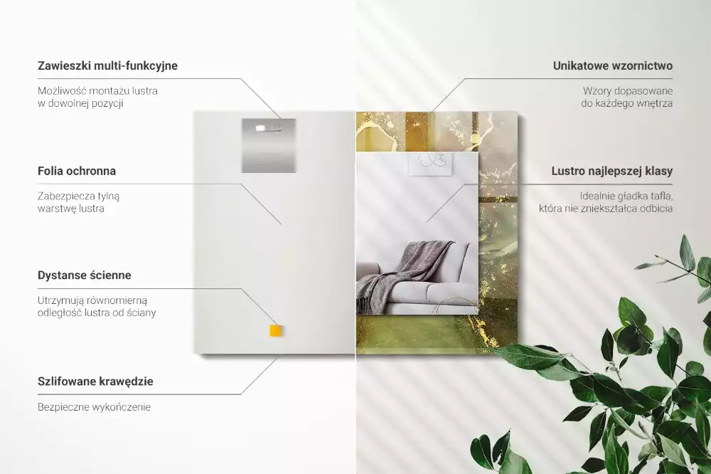 Lustro dekoracyjne w stylistyce abstrakcyjnej