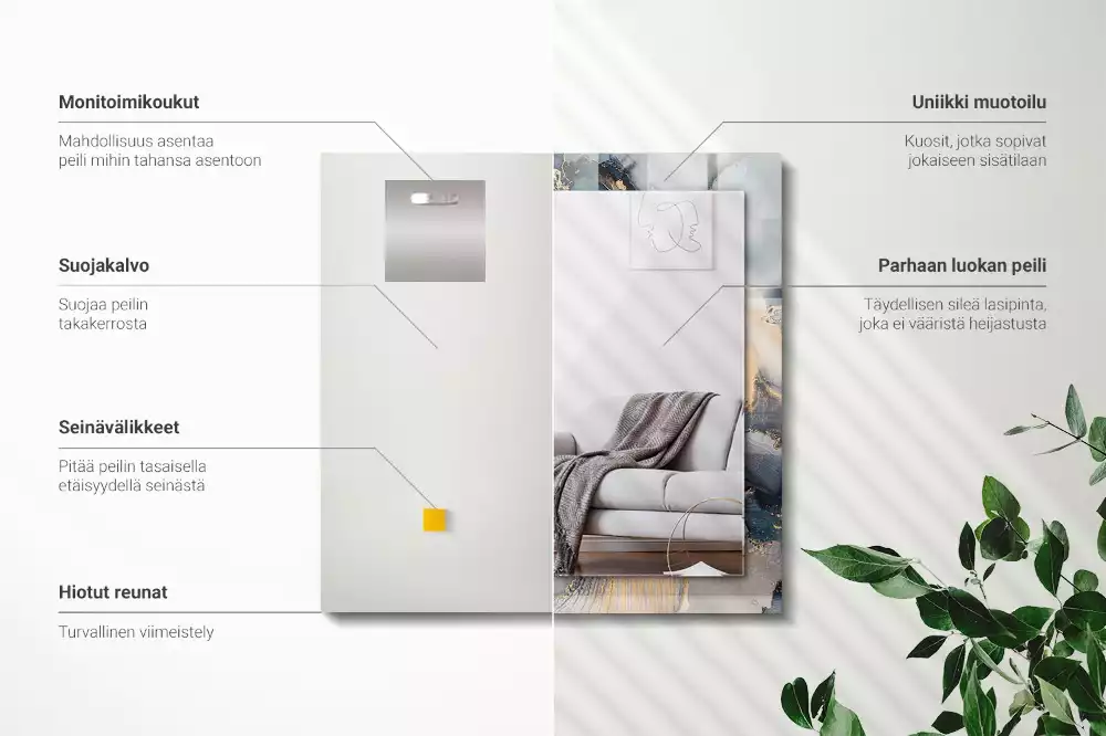 Lustro dekoracyjne prostokątne z nadrukiem przedstawiającym abstrakcyjną niebieską kompozycję