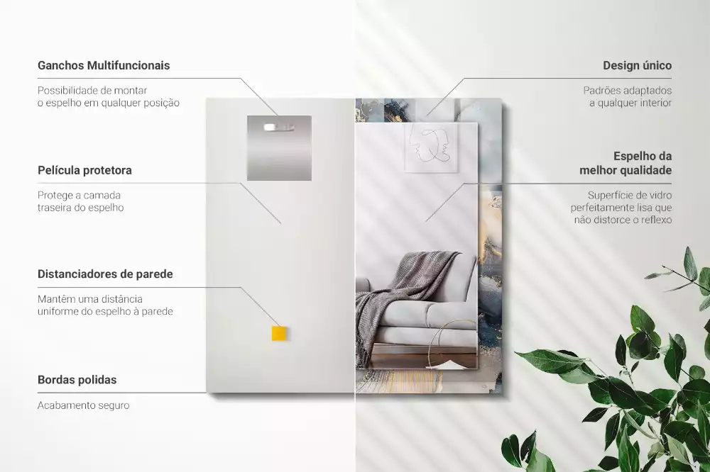 Lustro dekoracyjne prostokątne z nadrukiem przedstawiającym abstrakcyjną niebieską kompozycję