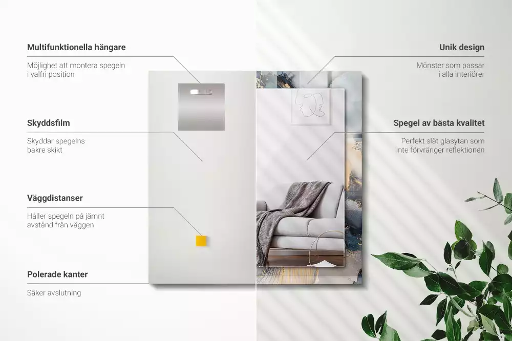 Lustro dekoracyjne prostokątne z nadrukiem przedstawiającym abstrakcyjną niebieską kompozycję